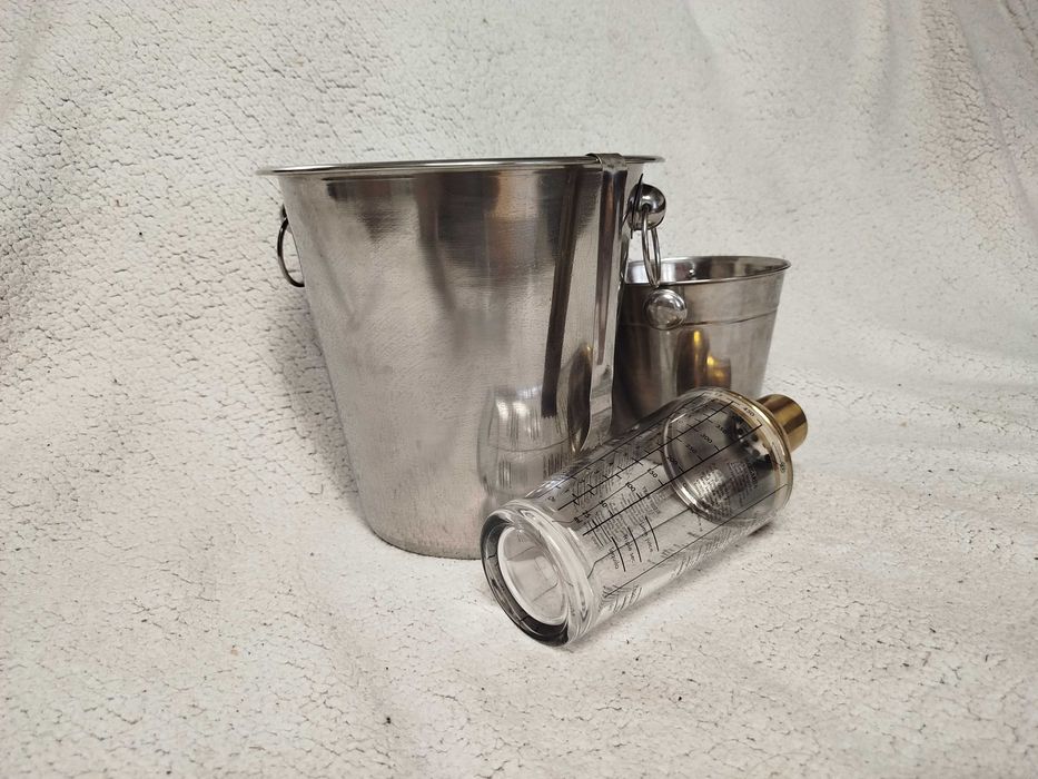 Stylowy zestaw barowy – shaker 450 ml + 2 wiaderka do lodu