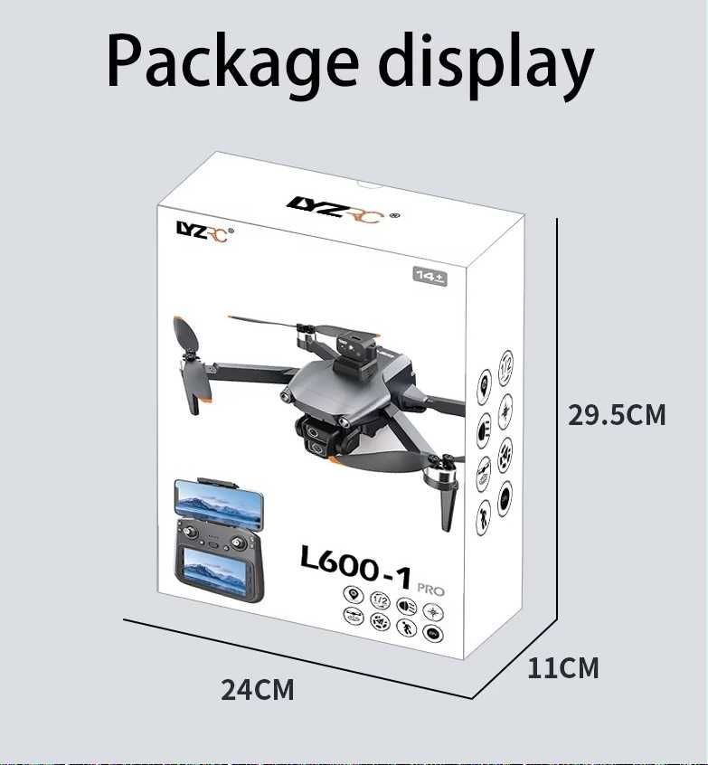 Profesjonalny Dron L600-1 PRO GPS WiFi ekran LCD w pilocie.