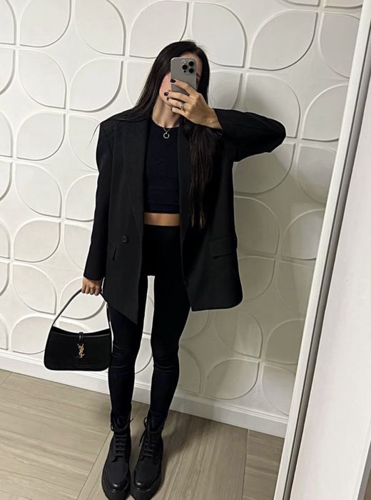Чорний оверсайз піджак пиджак жакет блайзер жакет батал