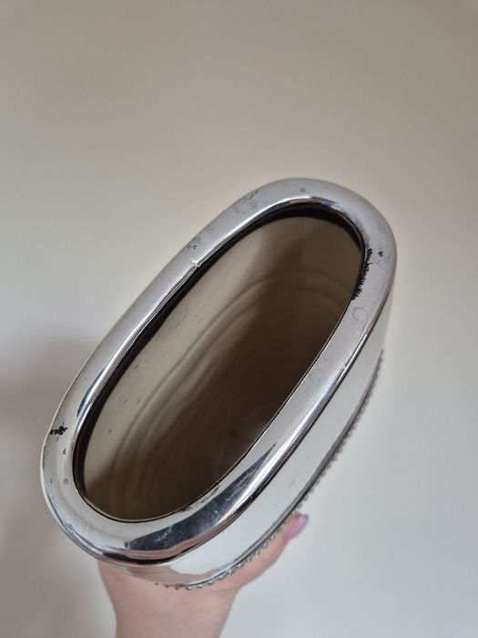 Duży wazon home&you srebrny metaliczny glamour cyrkonie szary obły