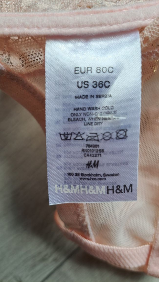 H&M HM biustonosz stanik koronkowy beżowy koronka 80C