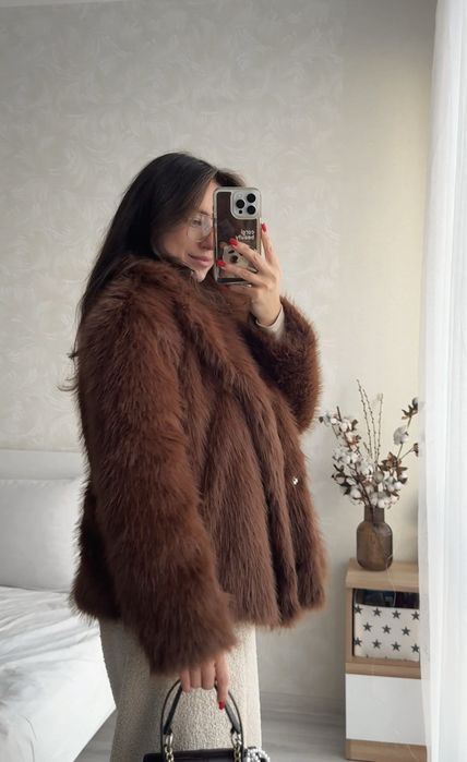Шоколадная шубка zara / шуба/ эко-шуба