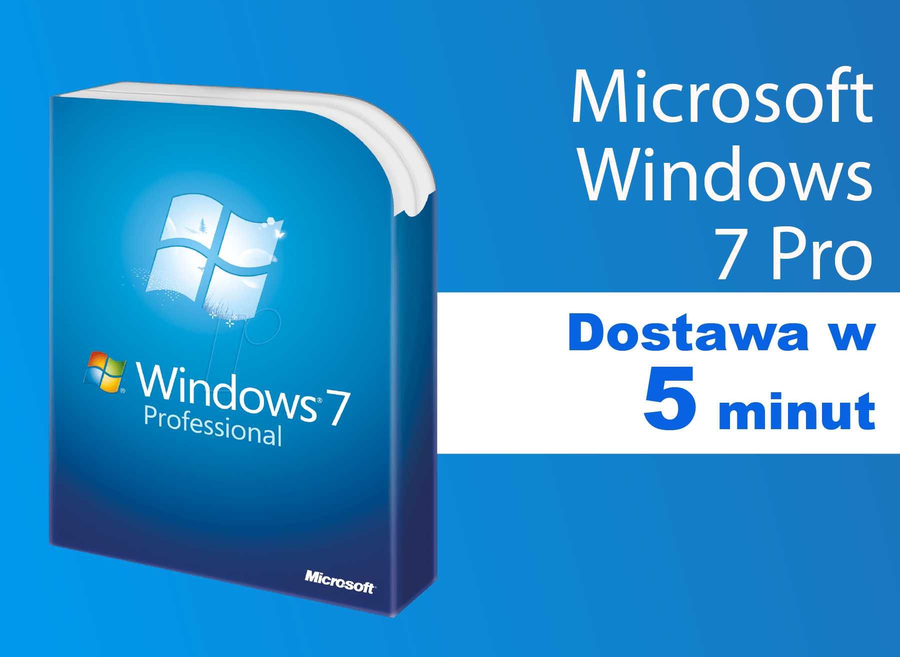 Windows 7 Professional Pro Klucz Licencja DOSTAWA 5 MINUT DOŻYWOTNIO