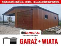 Garaż Blaszany z ZADASZENIEM BOCZNYM WIATA Garaże Blaszane - ROMSTAL*