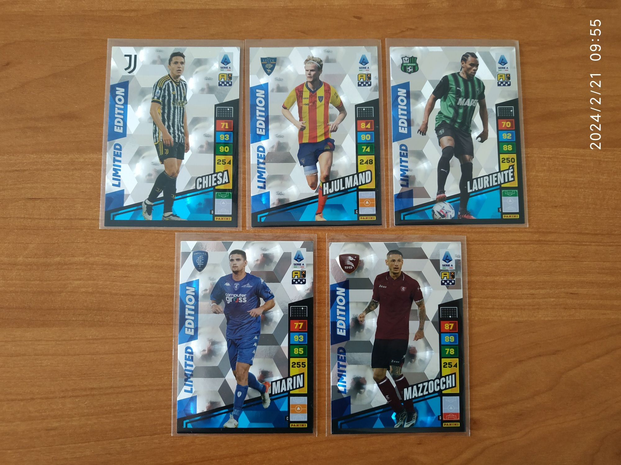 Panini Calciatori 2023-24 - Zestaw 5 kart Limited (Chiesa, Marin)