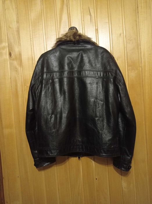 Зимня кожана куртка чоловіча осінь/зима 50 розмір