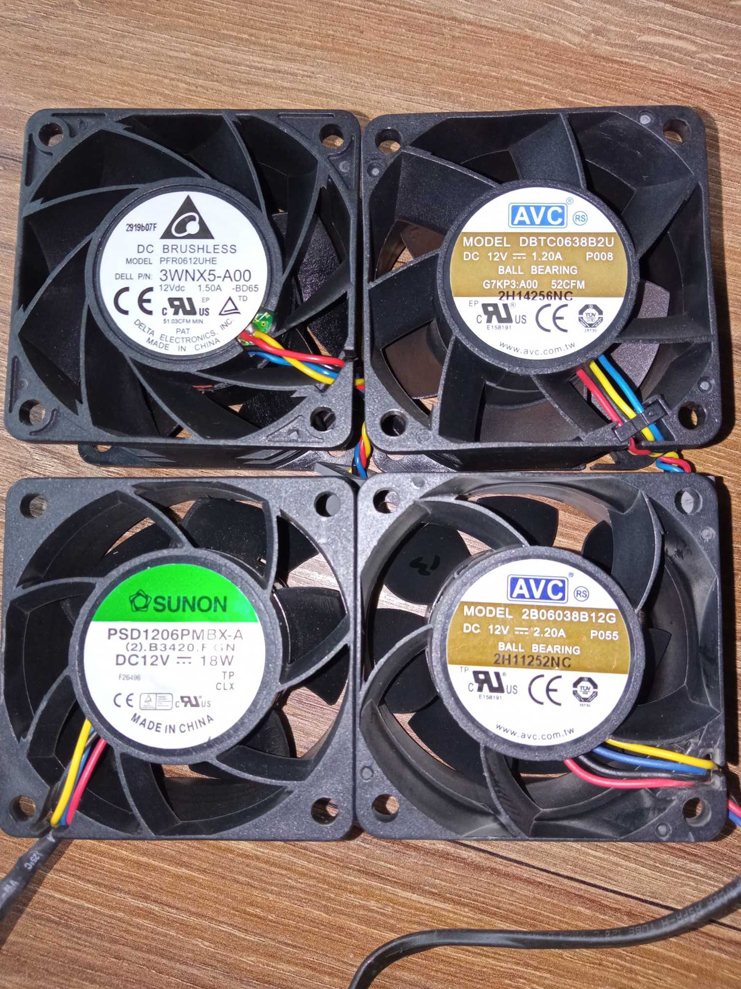 Вентилятори, кулер 60*60*38 12v серверні 1.5А, 2.2А. 2.45А. 3.3А