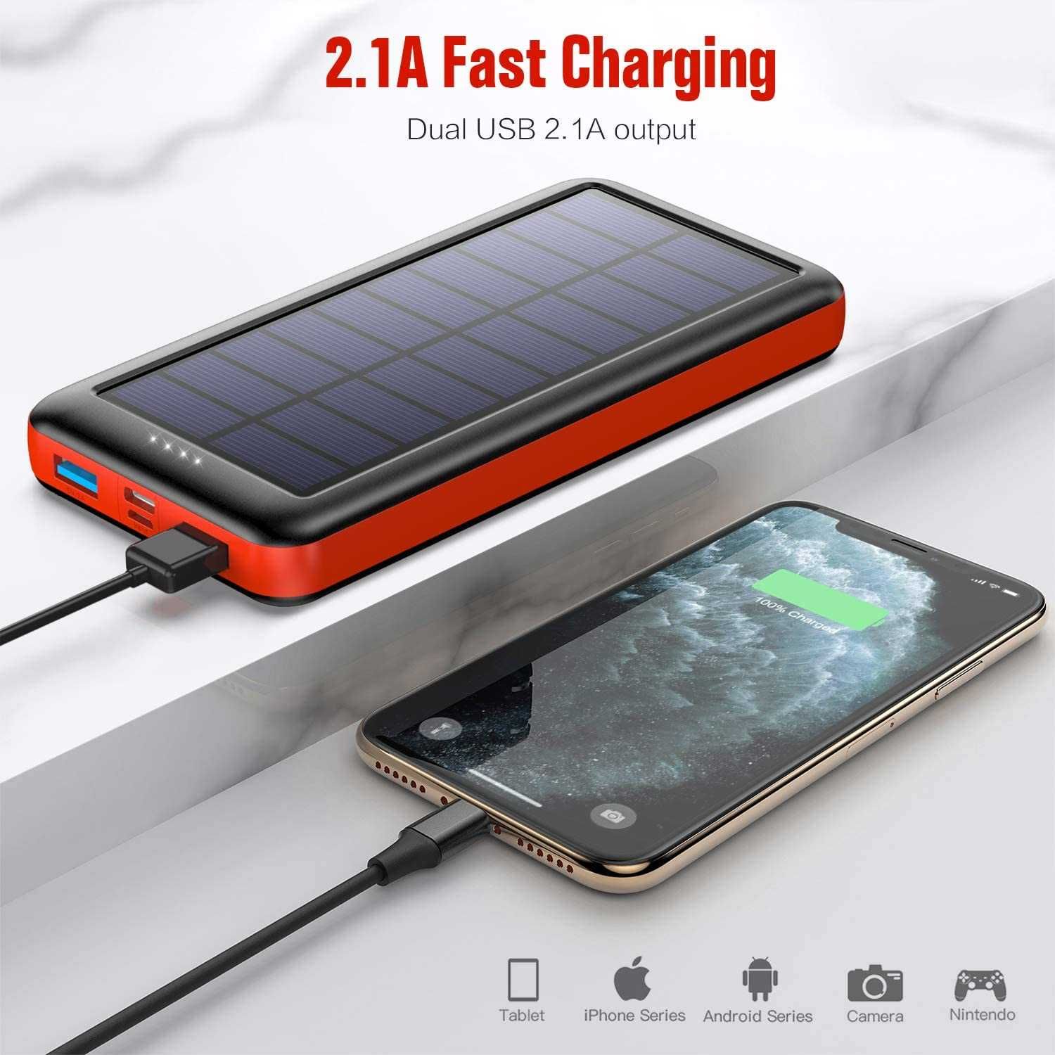 Carregador solar de 26800 mAh Power Bank de carregamento rápido