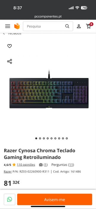 Vendo Teclado Razer