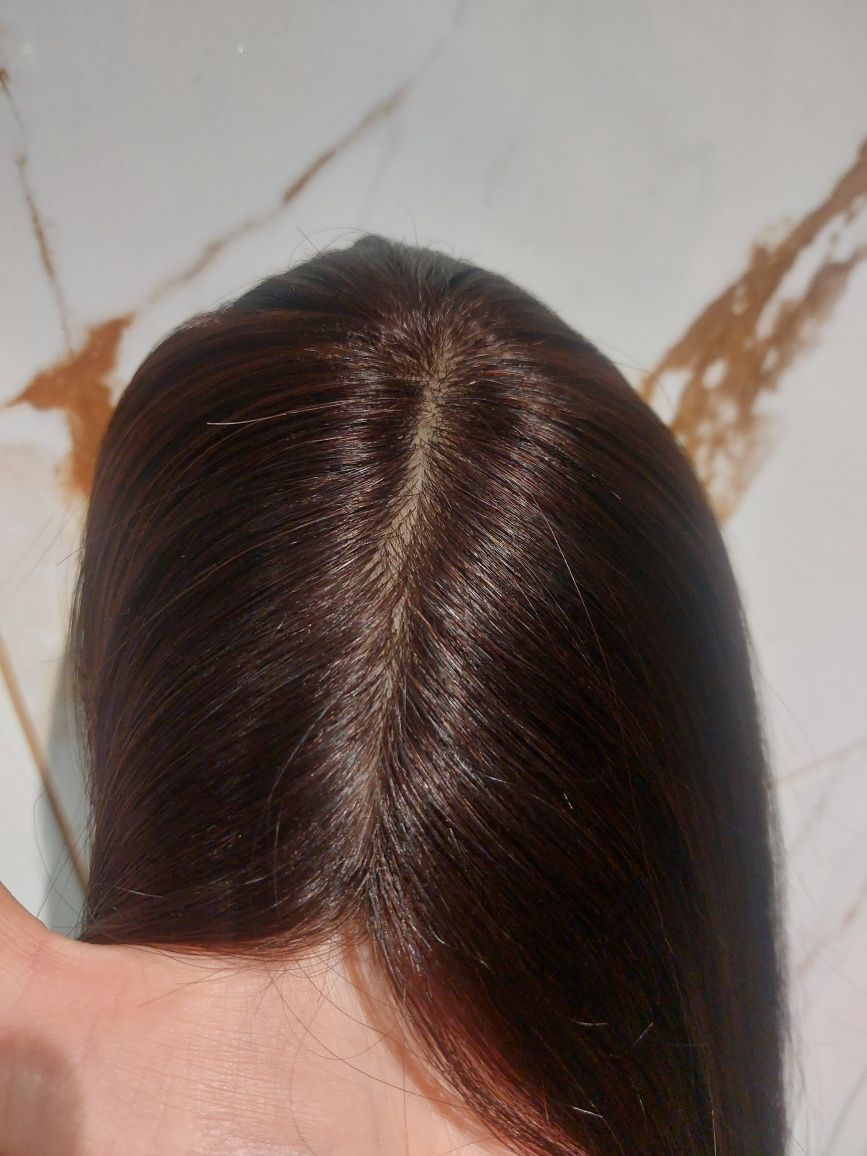 Topper 100% naturalny włos mikroskóra brąz
