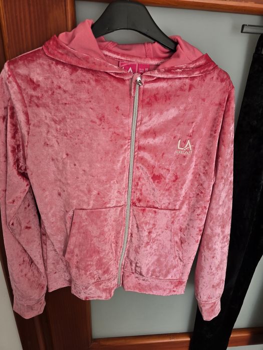 Bluza rozpinana  welurowa dziewczęca rozmiar 146 152 z kapturem sport