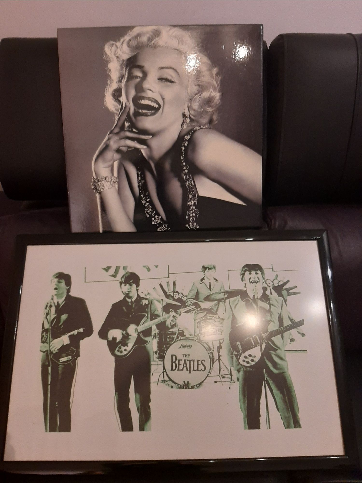 Antigo quadro dos Beatles John Lenon com moldura marilyn Monroe