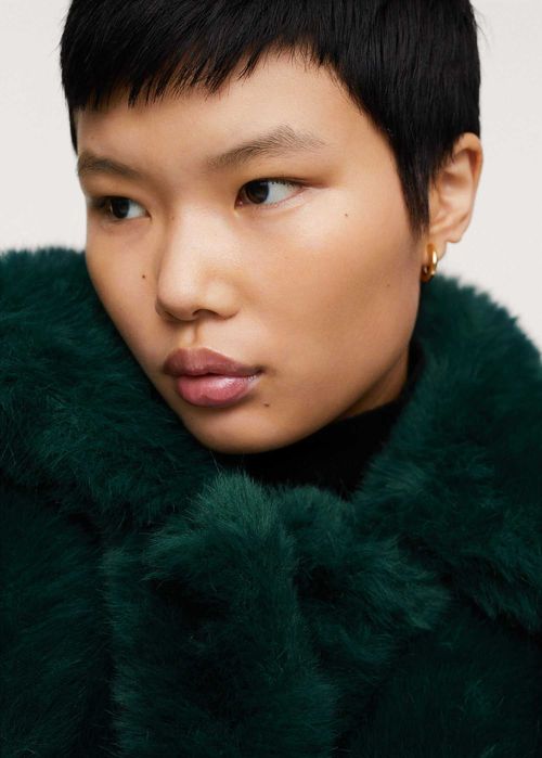 MANGO futerko futro kożuszek szmaragdowe ciepłe NOWE płaszcz XS/34