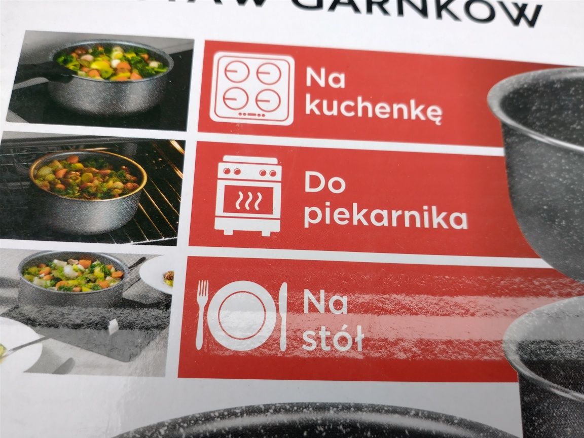 Nowy komplet garnków z odpinaną rączką