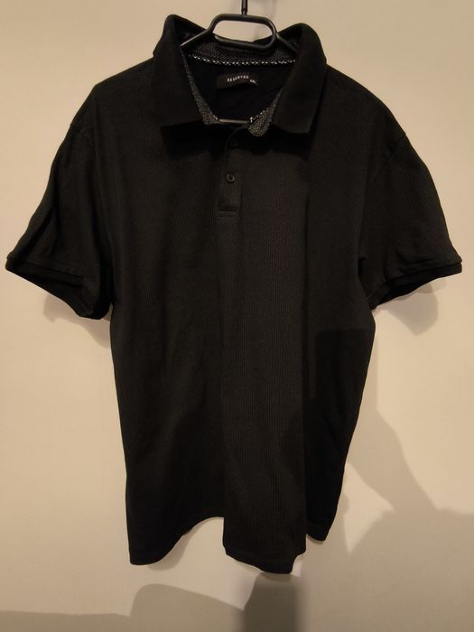 Koszulka Męska Polo Czarna Krótki Rękaw Reserved XXL