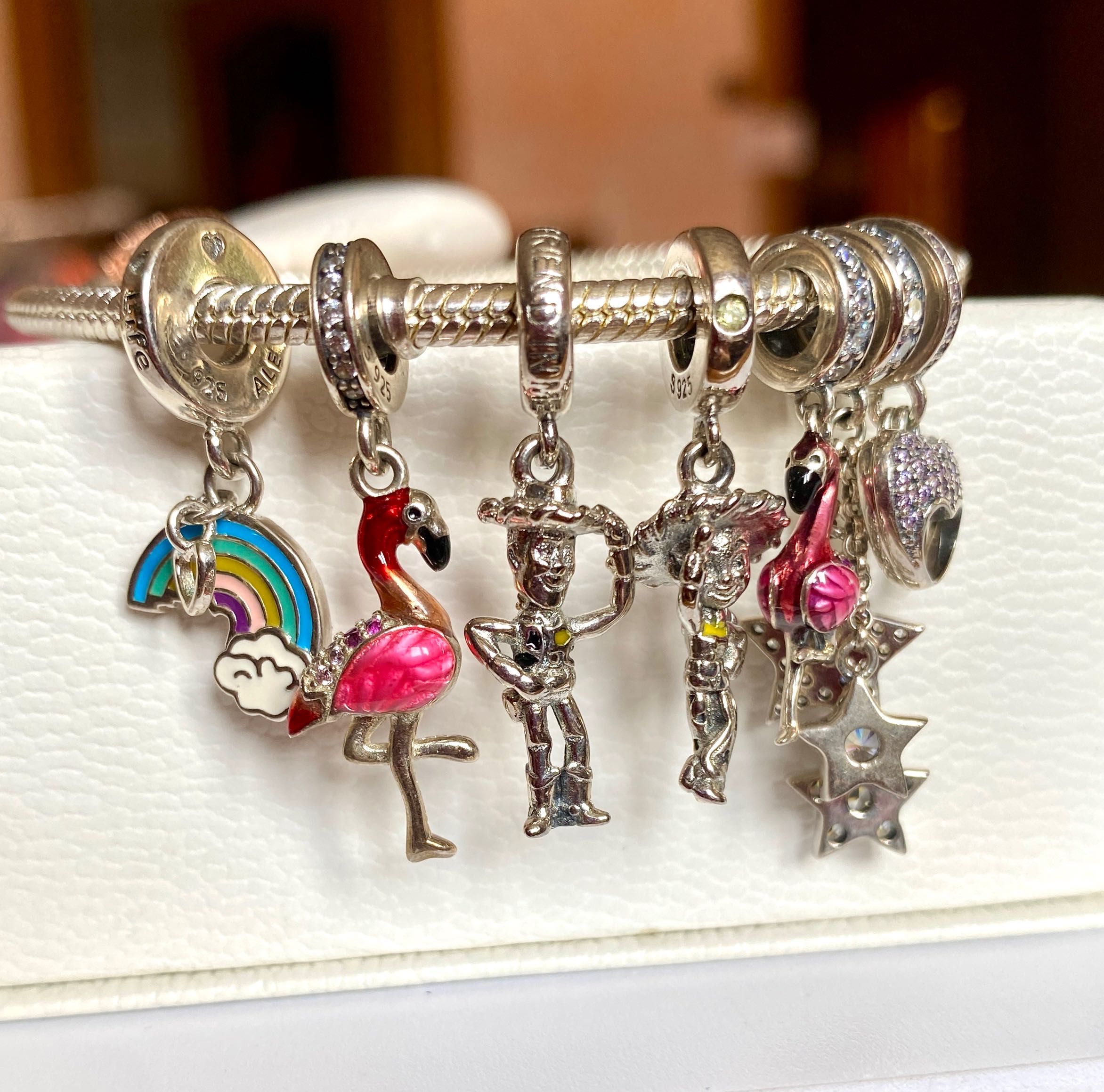 Charms Do Pandora Serce Pszczoła Klipa Kalejdoskop Kwiaty Love S925