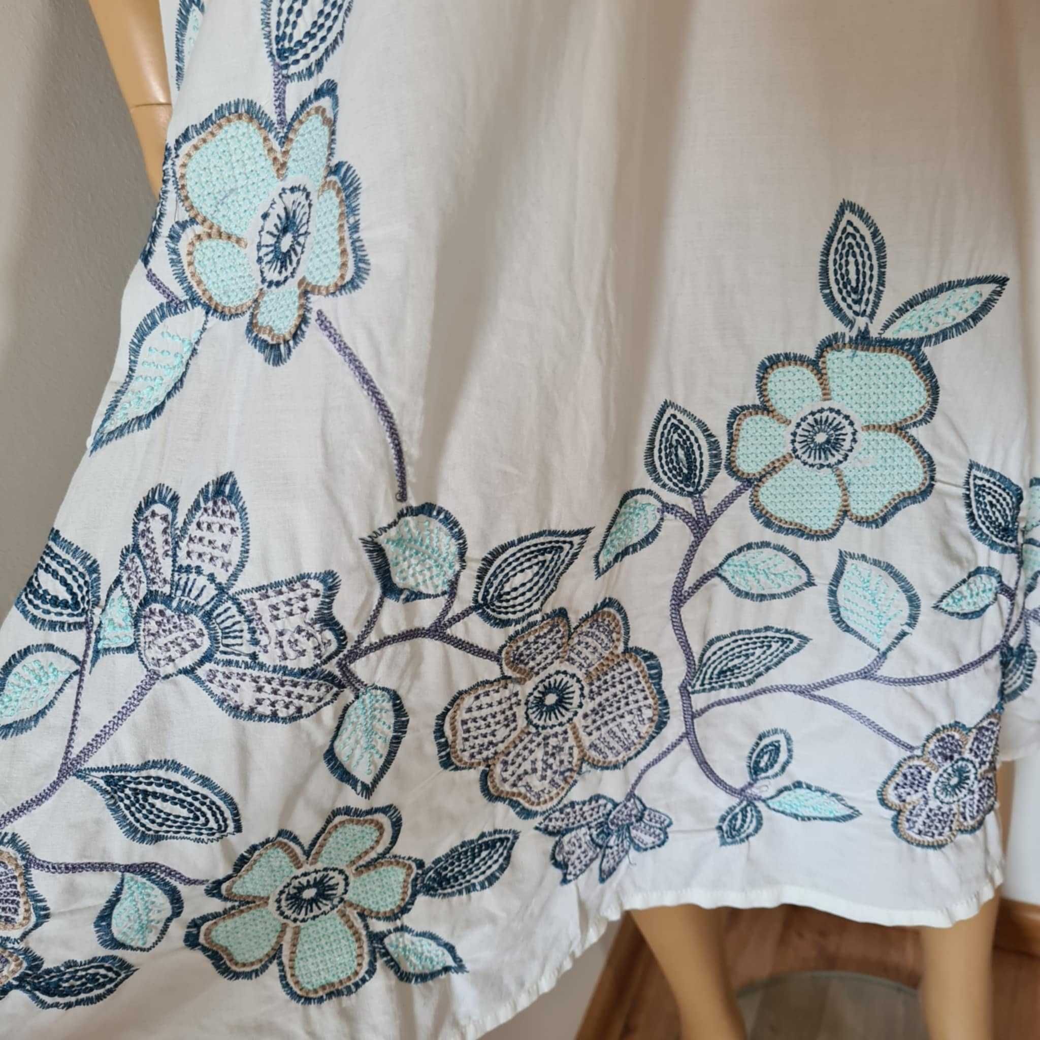 Monsoon sukienka hafty haftowane kwiaty na lato 100% bawełna 42 XL