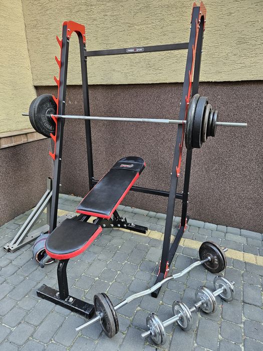Solidna siłownia, obciążenie 130kg, akcesoria