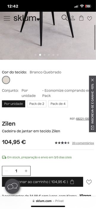 Cadeiras (4x) bege Sklum + Mesa Laneberg Ikea branca extensivél