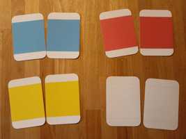 Karty kolorów barwy podstawowe + biały z Warsztatu Montessori.