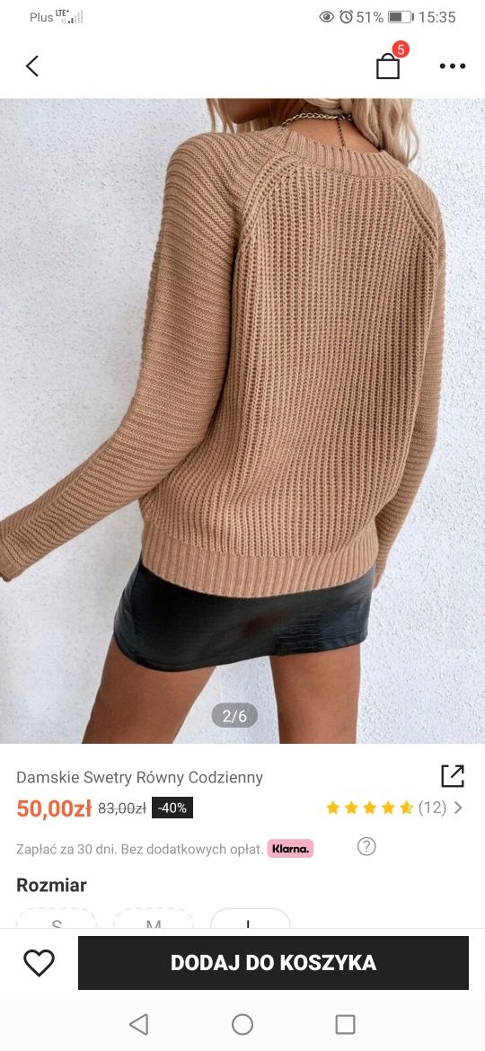 Sweterek Shein M brązowy mocca nowy