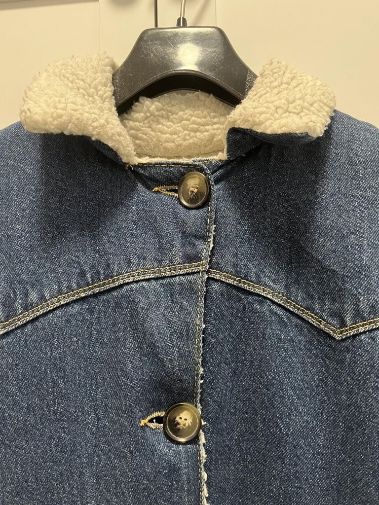 Kurtka zimowa jeansowa z futerkiem Zara r.140