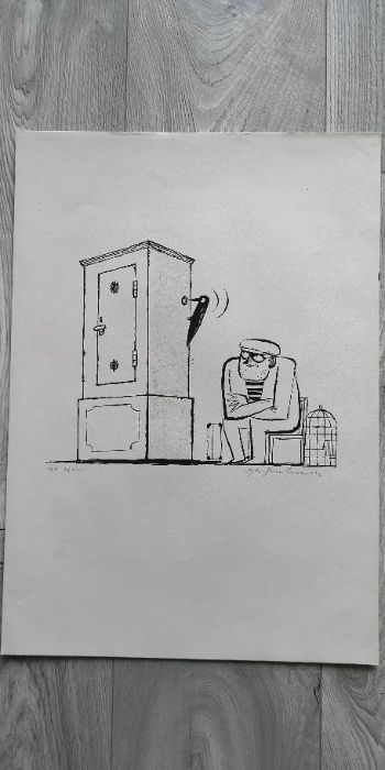 Jerzy Ibis-Jankowski sygnowana litografia z lat 60-tych