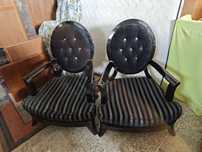 2 Cadeirões em veludo Preto Lacados Preto