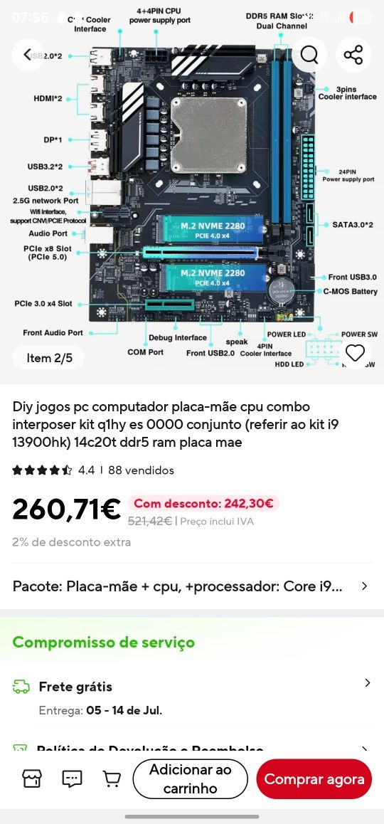 Motherboard com i9 13900hk ( ler descrição)