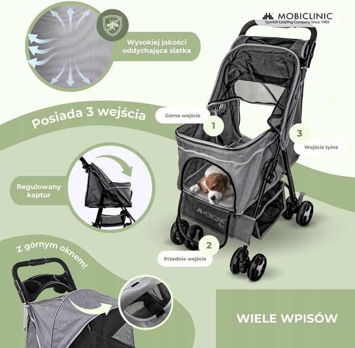 Mobiclinic pets, Składany wózek dla psa, Do 15 kg