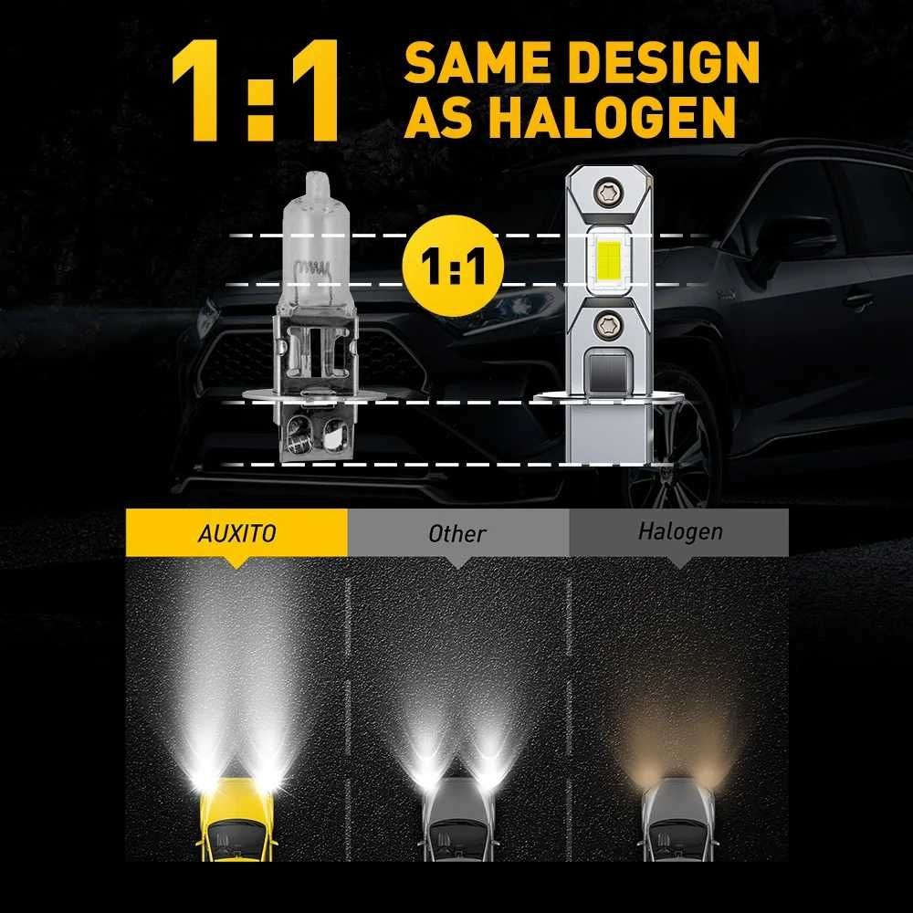 Лампы Auxito LED H7 H3 H1 H11 H8 H9 автолампы 12V светодиодные лампы