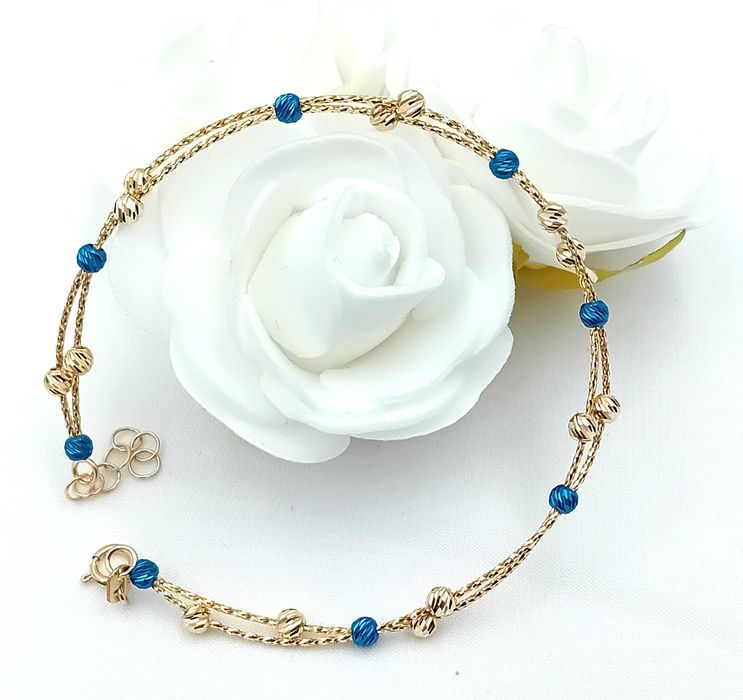 Złota Bransoletka podwójna próba585 KULKI Regulowana NOWA/Fajne Okazje