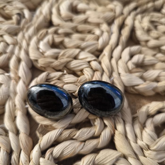 Klipsy szklane bądź hematyt nie mam pewności vintage retro