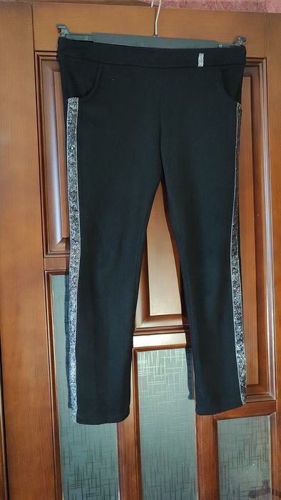 Штани утеплені, лосини з лампасами для дівчинки