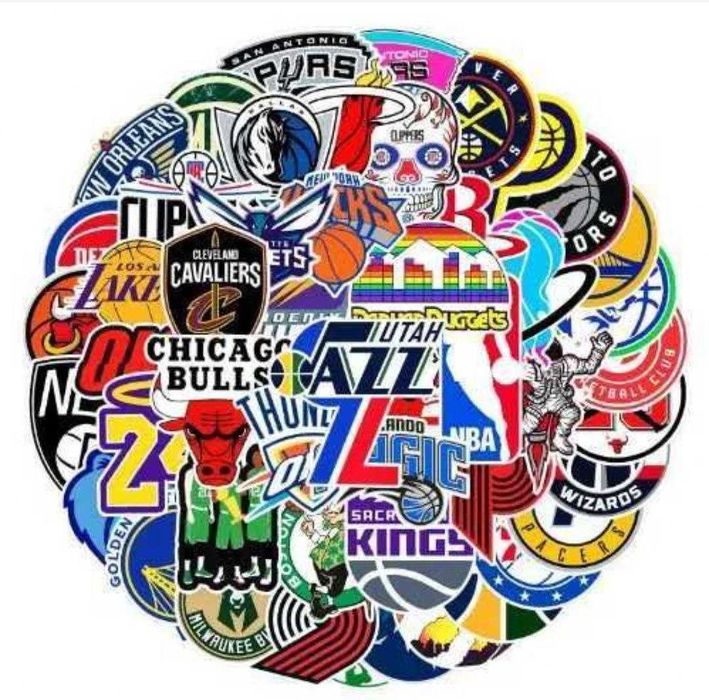 Наклейки стикеры NBA с логотипами команд 50 шт