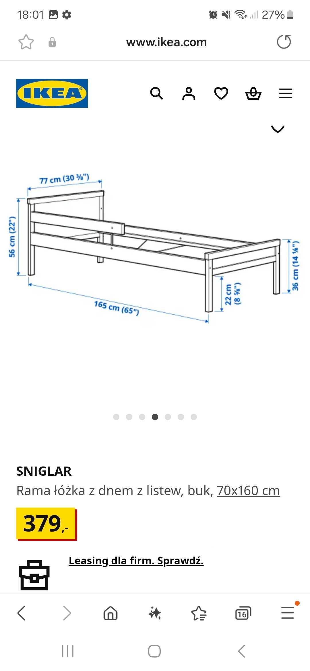 Łóżko dziecięce Ikea Sniglar.