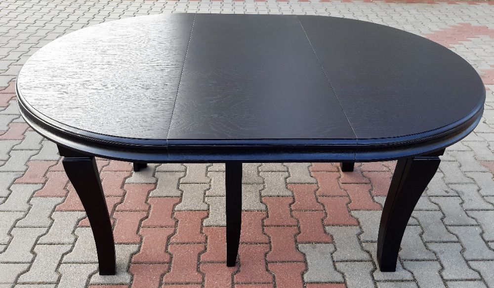 Stół okrągły czarny 150m/ 350cm  rozkładany 8 Nóg lakierowany
