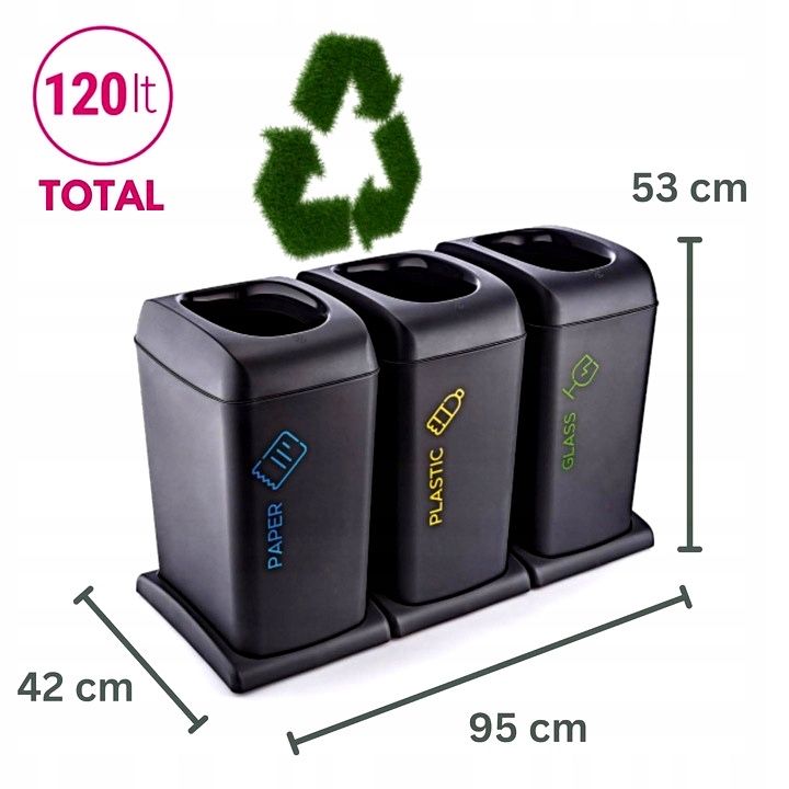 Zestaw koszy do segregacji 3x 40l