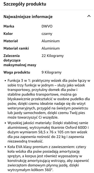 Wózek dla psa do 22 kg