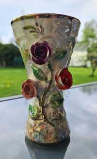 Wazon porcelanowy kwiaty sygnatura M Depose