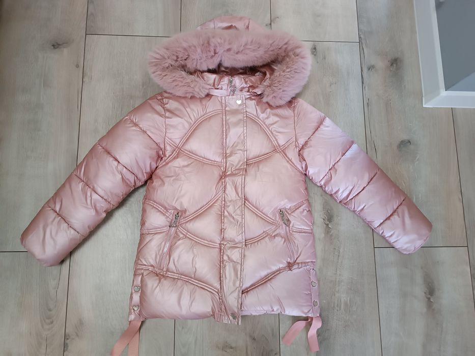 BARDZO ciepła kurtka zimowa róż 146/152 cm