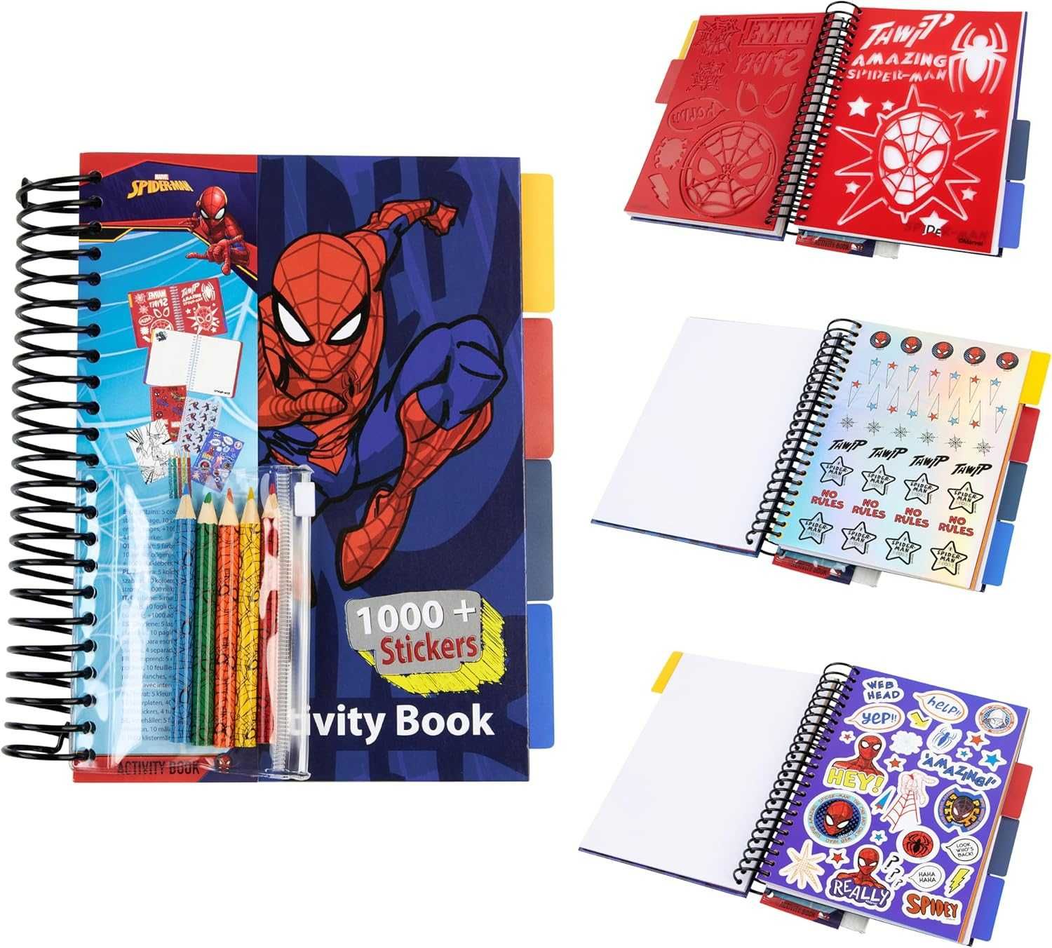 Marvel Ksiązka Spiderman kolorowanka z szablonami i 1000 szt. naklejek