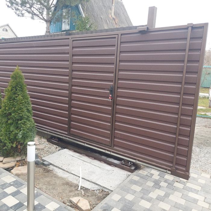 Ворота откатные. Автоматические ворота консольные.