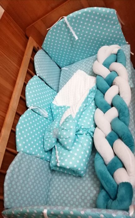 Дитячі постільні комплект 9 елементів + бортик косичка