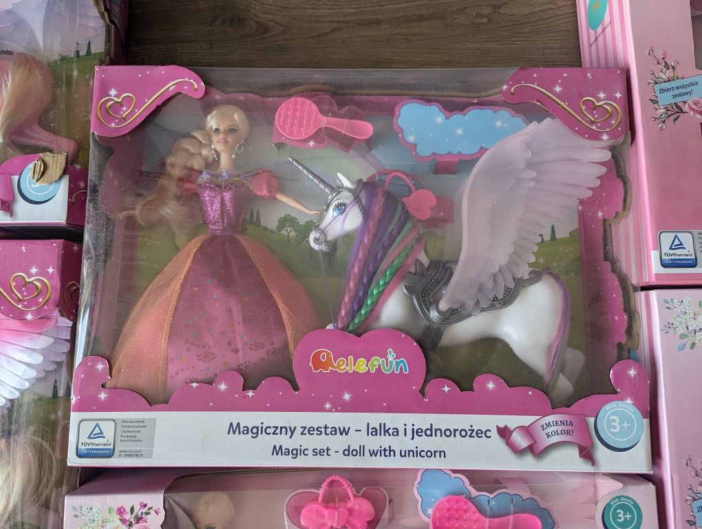 Lalka barbie z jednorożcem zestaw lalka i jednorożec