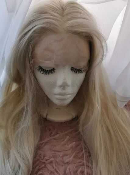 Peruka lace front platynowy blond 65 cm