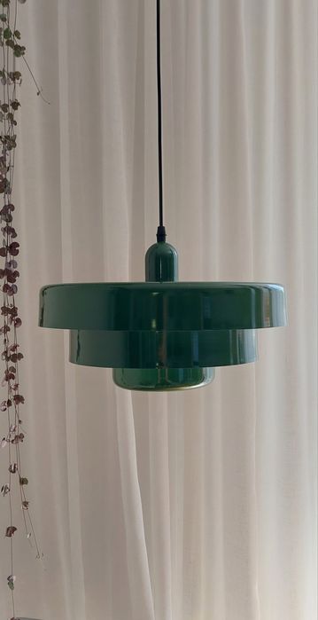 Nowa duża metalowa lampa wisząca butelkowa zielony klosz loft retro