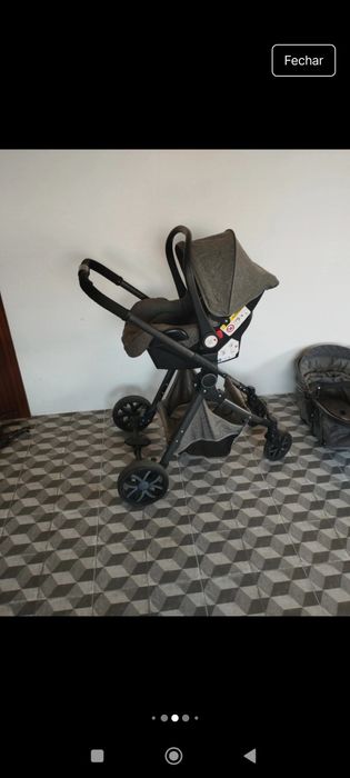 Carro de bebe com ovo e acessórios
