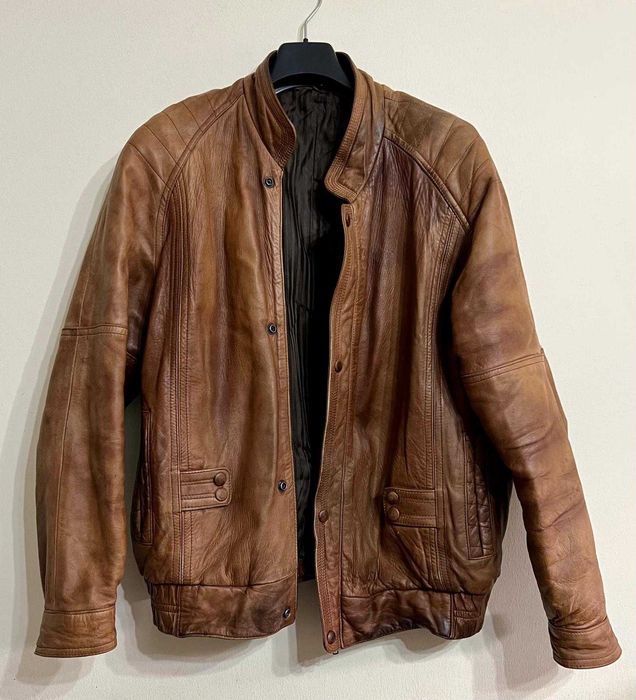 Casaco de Cabedal Castanho Vintage