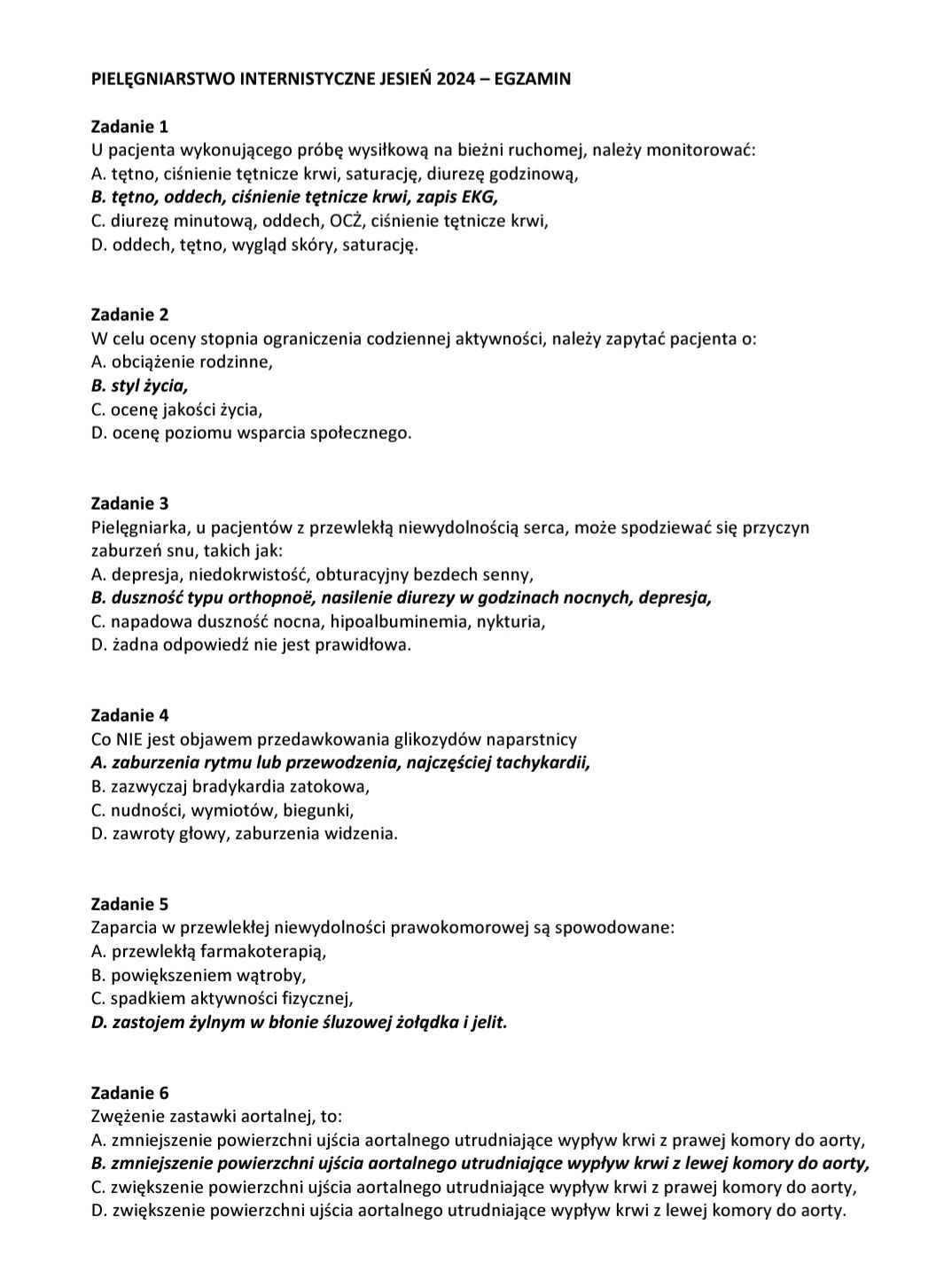 Materiały do egzaminu ze specjalizacji - pielęgniarstwo internistyczne